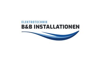 Ein Logo der Firma B&B Installationen, die sich auf Elektrotechnik spezialisiert hat. Es kombiniert moderne Schriftarten mit einer stilisierten Wellenform in Blau. | © B&B Installationen Frank Berwanger Logo