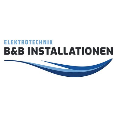 Ein Logo der Firma B&B Installationen, die sich auf Elektrotechnik spezialisiert hat. Es kombiniert moderne Schriftarten mit einer stilisierten Wellenform in Blau. | © B&B Installationen Frank Berwanger Logo