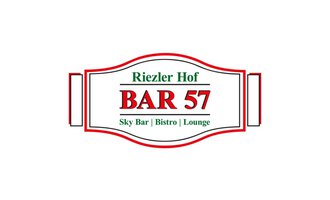 A sign with the name "BAR 57" in the Riezler Hof. It is described as a sky bar, bistro, and lounge. | © Bar57 Logo