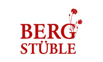 The logo features the lettering "BERG STÜBLE" in red. There are stylized floral decorations next to the text. | © Bergstüble Riezlern Logo