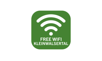 Ein grünes Symbol mit einem WLAN-Signal. Darunter steht "FREE WIFI KLEINWALSERTAL". | © Kleinwalsertal Tourismus