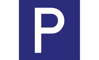 Ein einfaches, großes "P" auf einem blauen Hintergrund. Es handelt sich um ein minimalistisches Design. | © Parkplatz